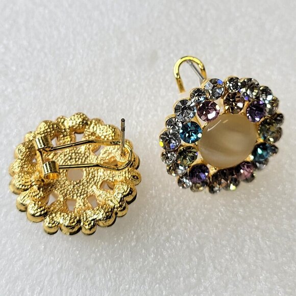 Multicolored Crystal Floral Earring - Picture 6 of 8